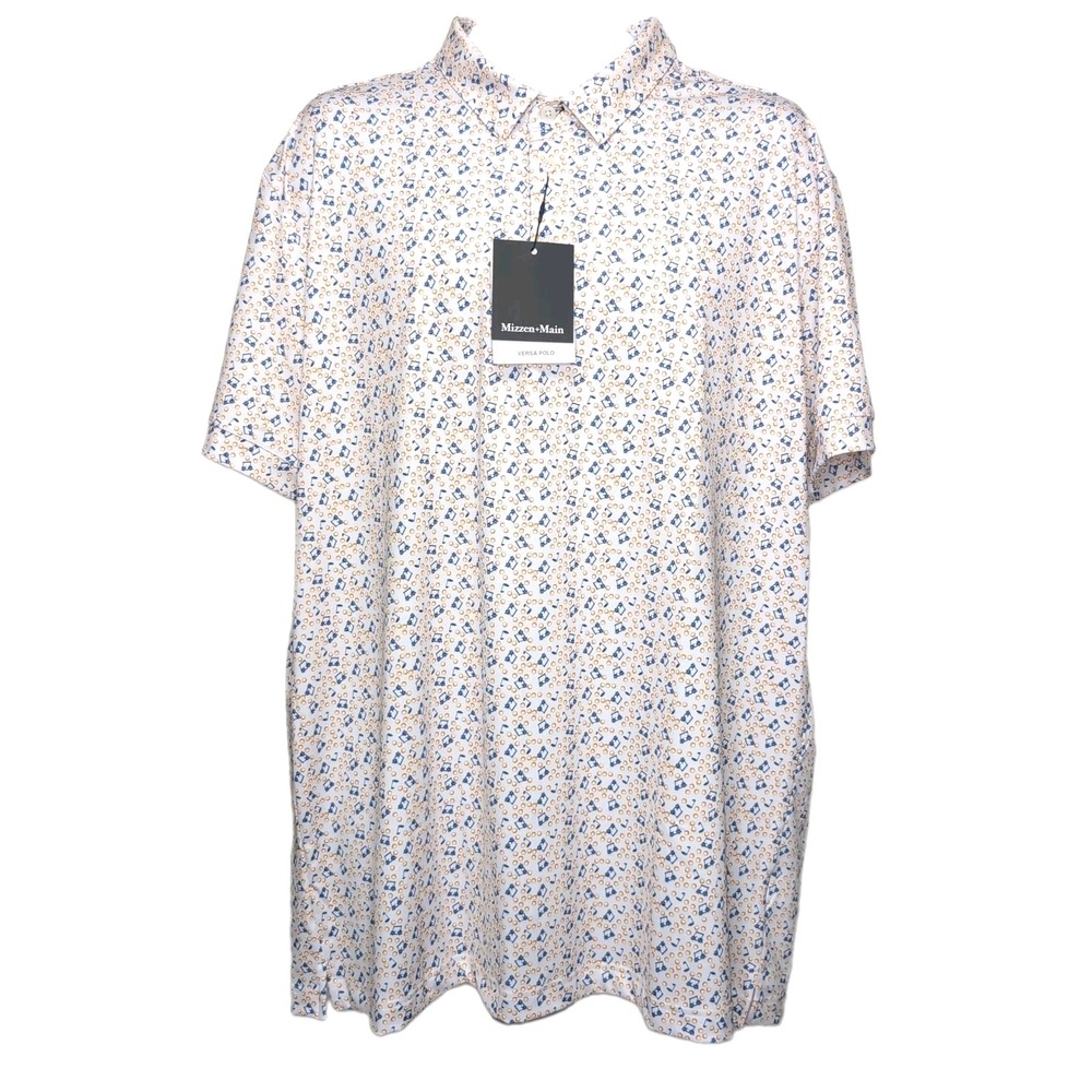 NEW Mizzen+Main Versa Polo Shirt Trim Mens XXL White/Blue/Orange Golf Cart NWT - Picture 2 of 10